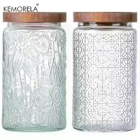 ราคา [1/2 ชิ้น ขวดเก็บแก้ววินเทจ] KEMORELA 1/2 ชิ้น ขวดเก็บแก้ววินเทจขนาด 700 มล./1000 มล. พร้อมฝาปิดไม้กันอากาศ เหมาะสำหรับชา กาแฟ น้ำตาล ลูกอม คุกกี้ สมุนไพร โหลใส่อาหารใสสำหรับจัดร (1733136496350103525)