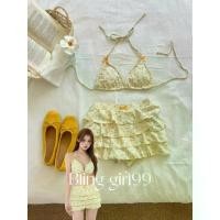 ราคา 2025 [Vanilla Cake] Retro Floral Girl Two-Piece Bikini with Boyshorts Skirt Sexy Hot Girl Small Chest Bikini (1733062532202792841)