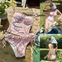 ราคา Victoria's ชุดว่ายน้ำ bikini ทูพีช ลายดอกไม้ ชุดว่ายน้ำแฟชั่น เกาะอก#1008 (1733429229072910037)