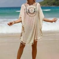ราคา [จัดส่งทันที] CROCHET BIKINI Cover Up Sexy Swimsuit Beach Dress Women 2023 Summer Bathing Suit Beachwear Shirt cover ups for swimwear (1733235221736359551)