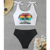 ราคา 20252025 New European and American Style Multi-Color Printed Tankini Two-Piece Swimsuit Bikini Swimwear (1733462224229533332)