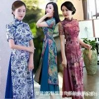 ราคา 2025 Ruyifeng Suit Ao Dai Cheongsam Vietnam Authentic 22 New Improved Spring Summer Young Style Printed Short Sleeve High Slit (1733354725837997534)