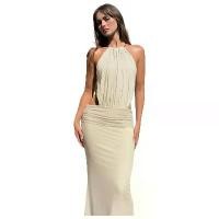 ราคา New Summer Women's Clothing Metal Ring Halter Sexy Backless Tie Dress Bodycon Long Dress Dropshipping New Arrival Store Discount (1733459378782046190)