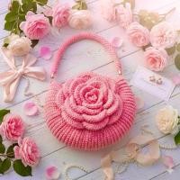 ราคา (เลือกสีได้)Rosy Petal Crochet Bag กระเป๋าโครเชต์ดอกกุหลาบ กระเป๋าถืองานแฮนด์เมด คุณภาพดีสวยแนะนำ สินค้าใหม่ (1733456436416972381)