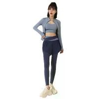 ราคา Body Color Block Three-Piece Set High Waist Hip Lift Running Sportswear Breathable Slim Yoga Set for Women (1732988904903837129)