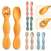 ราคา [COD] 2Pcs/set Silicone Spoon Baby Food Licking Spoon Baby Eating Training Silicone Spoon Rice Paste Feeding Spoon (1733466136576886065)