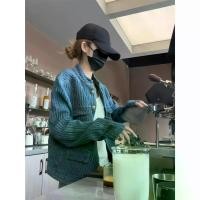 ราคา American Retro Blue Textured Denim Chanel-Style Jacket for Women, Loose Fit, High-End Feel, Stand Collar, Spring and Autumn (1733464377621972894)