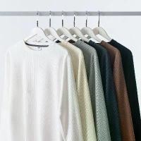 ราคา Waffle Long Sleeve T-Shirt for Men Japanese Style Heavyweight White Crew Neck Long Sleeve Tee Men's Top Autumn Winter Base Shirt Trendy T-Shirt (1733079105156646887)