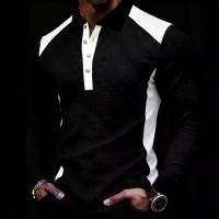 ราคา Men's Polo Shirt New Waffle Two-tone Button Henley Shirt Casual Men's Long Sleeve Shirt (1733089381033018735)