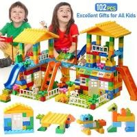 ราคา ชุดบล็อกตัวต่อขนาดใหญ่ที่เข้ากันได้กับอิฐขนาดใหญ่หลากหลายแบบ บ้านในเมืองและปราสาทสไลด์ของเล่นสำหรับเด็ก ของขวัญเพื่อการเรียนรู้ DIY เพื่อเสริมพัฒนาทักษะการประสานงานระหว่างมือและต (1733098819221620174)