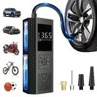 ราคา Portable Air Compressor Tire Pump, 150PSI Car Tire Inflator, with Tire Pressure Gauge, LED, 3x Faster Single-Point Smart Wireless Tire Inflator, Suitable for Cars, Motorcycles, Bicycles, Balls, etc. (