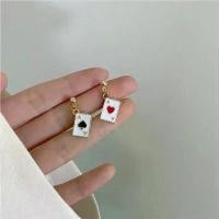 ราคา [COD] Creative Poker Cards Women Earrings Spade A Heart Ace Asymmetry Mini Dangle Earrings Girls Drop Stud Earring Jewelry (1733466137816827523)