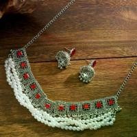 ราคา Bell tassel earrings, elegant pearl necklace and stud earring set, choker chain (1733031397362992284)