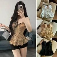 ราคา 2025 Strap Fishbone Bra with Cups Shaping Top Back Buckle Adjustable Ruffle Bra Cake Dress Outerwear Bra halter top (1733283199502354309)
