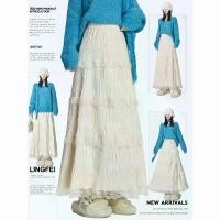 ราคา White Lace Patchwork Velvet Midi Skirt for Women, Autumn Winter Gentle Fairy Cake Skirt, Elastic High Waist A-Line Long Skirt (1733393771680794226)