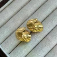 ราคา ต่างหูสายฝอ วินเทจ (18k gold plated) geometric ribbon twisted stud earrings (1733084507015710529)
