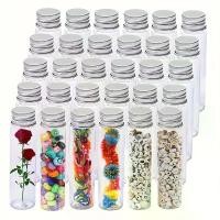 ราคา 25 Transparent Plastic Test Tubes with Zinc Coated Aluminum Screw Cap -- Durable Shatterproof Laboratory Test Tubes, Suitable for Beads, Bath Salts, Particle and Liquid Storage, (1733354332163704713)