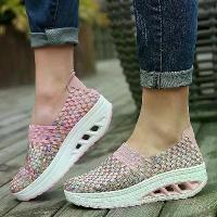 ราคา [COD] 2025 Summer Women's Sneakers Woven Breathable Sneakers for Wonen Casual Wedges Increased Platform Shoes Plus Size Tenis De Mujer (1733224718316176594)