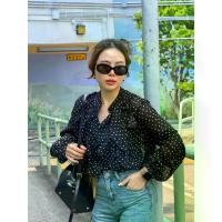 ราคา CODMyWay Brand : Top Blackii Dot เสื้อสีดำ ผ้าชีฟอง ลายจุด ซีทรู เสื้อแขนยาวTikTok (1732799069100737912)