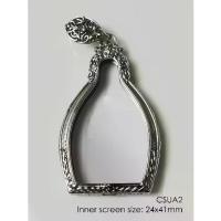 ราคา CSUA2Whitebrass Chao Sua amulet casing 24x41mm กรอบพระไวท์บราส ทรงเจ้าสัว มีห่วงด้านบน (1732688023182017743)
