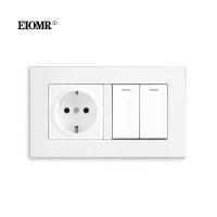 ราคา [COD] EIOMR EU Standard Light Switch 2 Gang 1/2 Way Living Room Bedroom Socket Switch bination 220V Wall Power Socket Spain Russia (1733191683685189482)