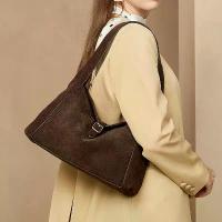 ราคา Frosted Suede Lightweight Fashionable Women's High-End Single Shoulder Bag New Genuine Leather Large Capacity Small Tote Handbag (1733149631295489824)