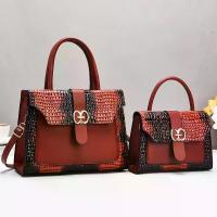 ราคา [COD] Fashion Bag Women Zipper Handbag Shoulder Bag PU Leather Commuter Trendy Versatile Multifunctional Bucket Large Capacity Set 2025 New Crocodile Pattern Two-Piece Set Multi- (1733472452187490053)