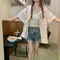 ราคา 2025 Rabbit Print Short Sleeve Shirt for Women Summer New French Sweet Japanese Style Student Top (1733467463543129993)