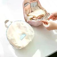 ราคา Travel organizer bag 3 in 1 For underwear Socks and clothing - Polyester portable storage bag with zipper compartment, Can be machine washed. Pink and beige, Compact design for e (1733062976154010763)
