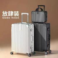 ราคา Luggage Aluminum Frame 20" Rolling Suitcase with Spinner Wheels 24" for Women and Men Students 26" Carry-on Password Lock Leather Suitcase 28inch Travel Suitcase (1733467307863017072)