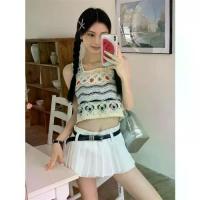 ราคา 72015 A เสื้อกล้ามไหมพรมถัก ทรงคอเหลี่ยม *** งานฝีมือ *** งานเสื้อไหมถักบาง ไม่ร้อน สินค้าพร้อมส่ง (1732190565220977229)