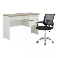 ราคา FURINBOX โต๊ะทำงาน 3 ลิ้นชัก ขนาด 120 ซม. และเก้าอี้สำนักงาน รุ่นมินิโอ+ดาร์บี้ - สีธรรมชาติ/ดำ (1732896720536503352)