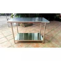 ราคา โต๊ะเกรด 304 แท้ทั้งตัว! 150x70x85 cm โต๊ะ โต๊ะเตรียม โต๊ะกินข้าว โต๊ะสแตนเลส 304 โต๊ะเตรียมอาหาร โต๊ะอาหาร โต๊ะครัว เสริมคานทั้งสองชั้นแข็งแรง (1732796321061635778)