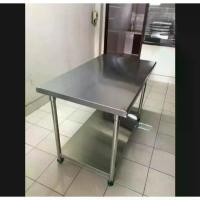 ราคา โต๊ะ 2 ชั้น สแตนเลสแท้!! 120x70x85 cm. รับน้ำหนัก 150 กิโล! โต๊ะวางเตา โต๊ะวางไมโครเวฟ โต๊ะเตรียม โต๊ะสแตนเลส แท้ เกรดส่งออกยุโรป อเมริกา (1732795834585876162)