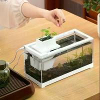 ราคา ROSY PETS ป้องกันการรั่วซึม พร้อมไฟ LED ตู้ปลาตั้งโต๊ะขนาดเล็ก พร้อมปั๊มน้ำ เงียบไร้เสียง ตู้ปลากล่องปลา โปร่งใสโปร่งใส ตัวกรองกรอง ตู้ปลาขนาดจิ๋ว ของใช้ในครัวเรือน (1733434472665482754)