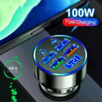 ราคา ที่ชาร์จแบตในรถ 6 พอร์ต 100w 4USB A + 2Type C ชาร์จเร็ว เข้ากันได้กับ Xiaomi iPhone Huawei Samsung Oneplus และโทรศัพท์มือถืออื่น ๆ ตู้ ลําโพง หลัง เบาะ 4 ประตู ตู้ลําโพงหลังเบาะ4 (1733092275246892204)