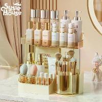 ราคา สินค้าดี สินค้าขายดี Sysie House ชั้นเก็บน้ําหอม เก็บเครื่องสําอาง ชั้นวางของแบบใส สองชั้น สําหรับวางเครื่องสําอาง แปรงแต่งหน้า หมุนได้ T02 (1733080637909599538)