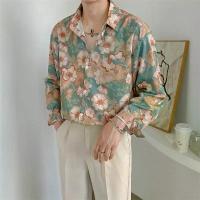 ราคา เสื้อเชิ้ตผู้ชาย สไตล์ฮ่องกง แขนยาว อินเทรนด์และหลากหลาย ลำลอง เท่ เกาหลี ดีไซน์หลวม เสื้อเชิ้ตลายดอกไม้บาง (1731858736922461819)
