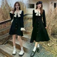 ราคา ชุดเดรสแขนยาวคอเหลี่ยมโบว์เอวสูงสำหรับผู้หญิง แฟชั่นเกาหลี ชุดยาวทรงเอ#ชุดเดรสผู้หญิง (1733272008670873299)