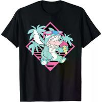 ราคา เสื้อยืดชายหาด ดีไซน์ Lilo & Stitch ไอศกรีม ย้อนยุคยุค 90 (1731290374666814991)