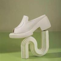 ราคา เปิดส้นรองเท้าแตะส้นสูง รองเท้าแตะยางพื้นนุ่ม สูง2.76นิ้ว สีดำ/ครีม รองเท้าแตะผู้หญิง แมทช์ได้ทุกชุด (1733072274314856328)