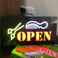 ราคา ป้ายไฟLED ป้ายไฟOPEN ป้ายไฟวิ่ง ป้ายไฟร้านตัดผม ป้ายไฟOPEN กรรไกร+หวีด รุ่นกล่องเขียว398บาท (1732820609905099956)