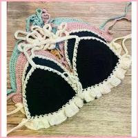 ราคา บราถัก บราไหมพรม บิกินี่ ไหมพรม มีฟองน้ำเสริมทรง ชุดว่ายน้ำ crochet bikini ขาย (1733190569469969588)