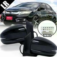 ราคา แนะนำ กระจกมองข้าง รถยนต์ 7 สาย พับไฟฟ้า ปรับไฟฟ้า มีไฟเลี้ยว รุ่น ฮอนด้า ซิตี้ Honda city ปี 2014-2016 สีดำ 1 คู่ (1732826264318215868)