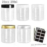 ราคา [COD] 24 ชิ้น 250ml ขวดเก็บของพร้อมฝาปิด กระป๋องกลมใส ขวดเครื่องสำอางพลาสติกเปล่า ภาชนะเก็บอาหาร อุปกรณ์ครัวสำหรับเดินทาง (1732979223539516926)