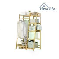 ราคา ตู้แขวนผ้า ราวแขวนผ้า ขนาด110-190ซม. ประกอบง่าย ตู้เสื้อผ้า พร้อมชั้นวางของ ราวตากผ้า ราวไม้แขวนผ้า Hima Life (1732978936741790891)