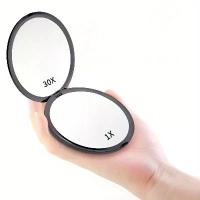 ราคา กระจกแต่งหน้าแบบพกพา ขนาดกะทัดรัด กำลังขยาย 30x เหมาะสำหรับการเดินทาง พับเก็บได้ ทรงกลมและแบบใช้มือถือ เหมาะสำหรับผู้หญิง สีดำ เหมาะสำหรับใช้ลิปสติก การกำจัดขนคิ้ว และการใช้ขนตาป (1733059865776195000)