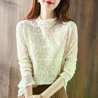 ราคา เสื้อเบลาส์ผู้หญิง AOSSVIAO แฟชั่น ฤดูใบไม้ร่วง สไตล์ฉลุ กลวง เสื้อแขนยาว ลูกไม้ปัก ดอกไม้ โครเชต์ เสื้อชีฟอง (1732838372186162605)