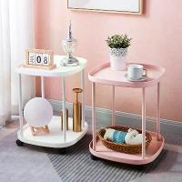 ราคา โต๊ะข้างเตียง ชั้นวางข้างเตียง ชั้นวางของข้างโซฟา โต๊ะชา โต๊ะกาแฟ2ชั้น ชั้นวางพลาสติก มีล้อ ikea โต๊ะ (1730948743551355435)