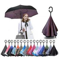 ราคา ร่มพับก้านใหญ่สองชั้น ดีไซน์ย้อนกลับ กันลม ตะขอ C สำหรับผู้ชายและผู้หญิง ร่มกอล์ฟ ร่มย้อนกลับ 2023 (1732423900278195354)